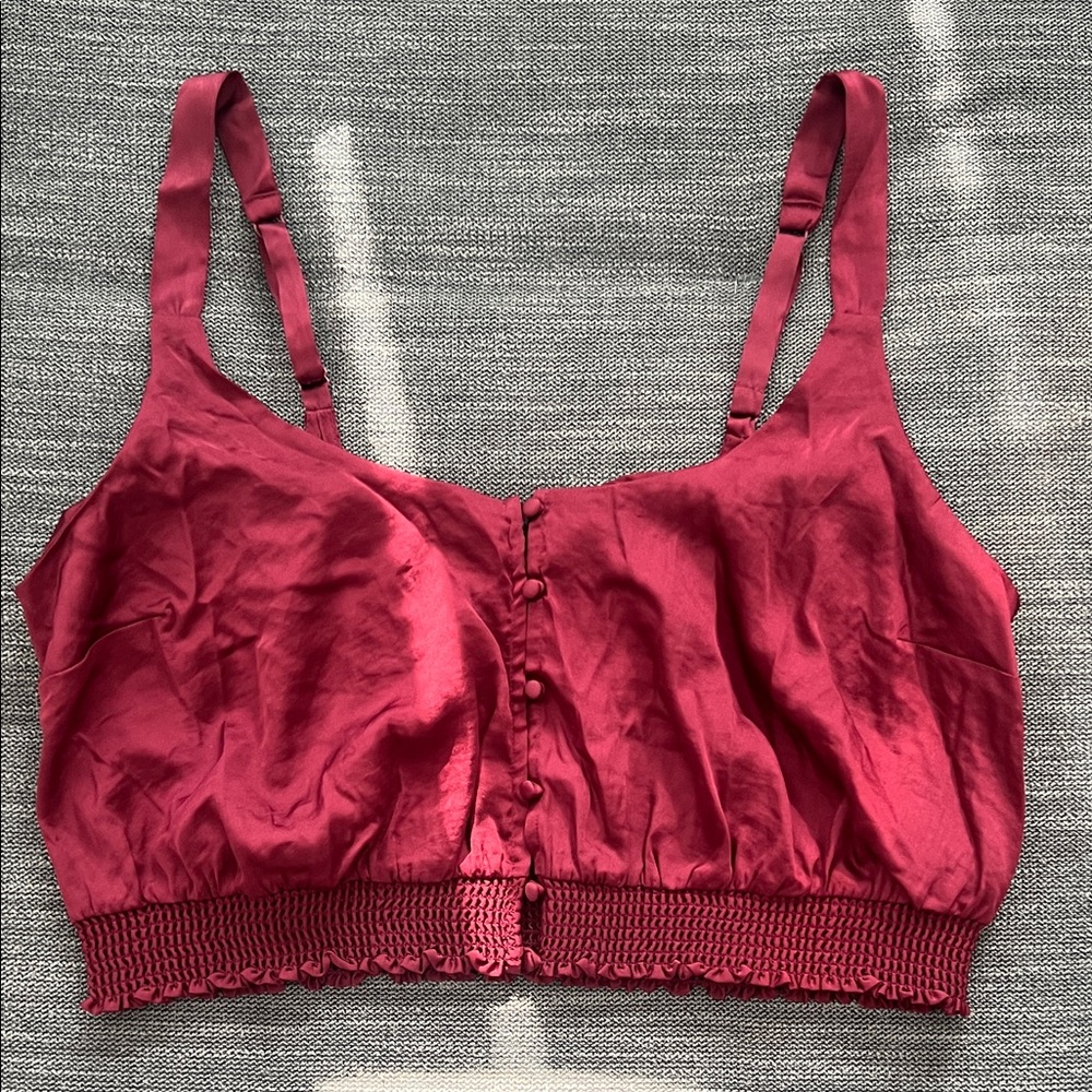 Free People Satin Bralette Pomegranate Size LG
